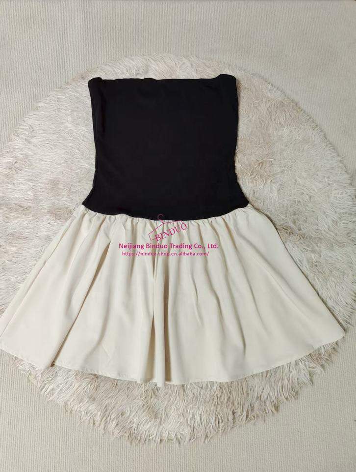 Contrasting Colors Dress Alluring Slim-fit Mini Dress Colorful Strapless Dress
