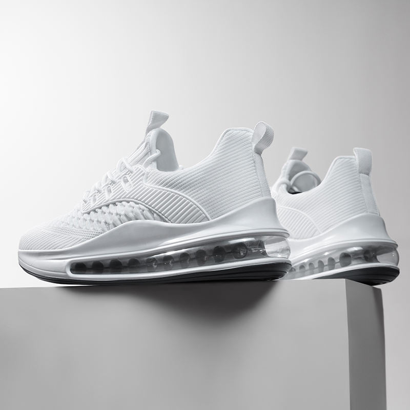 Breathable Knitted Sneakers with Air Cushion Lightweight Walking Shoes for Casual Athletic Wear