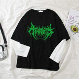 Printed Long Sleeve T-shirt Loose-fit Long-sleeved Top Unique Long Sleeve Short Top