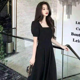 Elegant Sundress Solid Empire Waist Dress Slim-fit Midi Dress