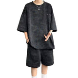 8XL Short Sleeved T-shirt Men's Summer Thin Casual Sports Suit Men's Shorts 2026 New Men Tie Dye Two-piece Set