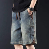American Retro Workwear Denim Shorts Men's Summer New Arrival Loose Wide-Leg Casual Patchwork 5-Point Pants