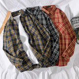 Men's Hong Kong INS Plaid Long Sleeve Shirt Lazy Loose Korean Trendy Edgy Handsome Casual Shirt Jacket