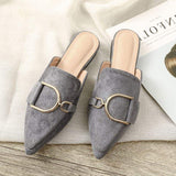 Chic Ladies Suede Moccasins Slippers, Outdoor Flat Loafer with Pointed Toe, New Mules Slide Footwear