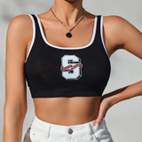 Collegiate Letter Ribbed Crop Bra Top