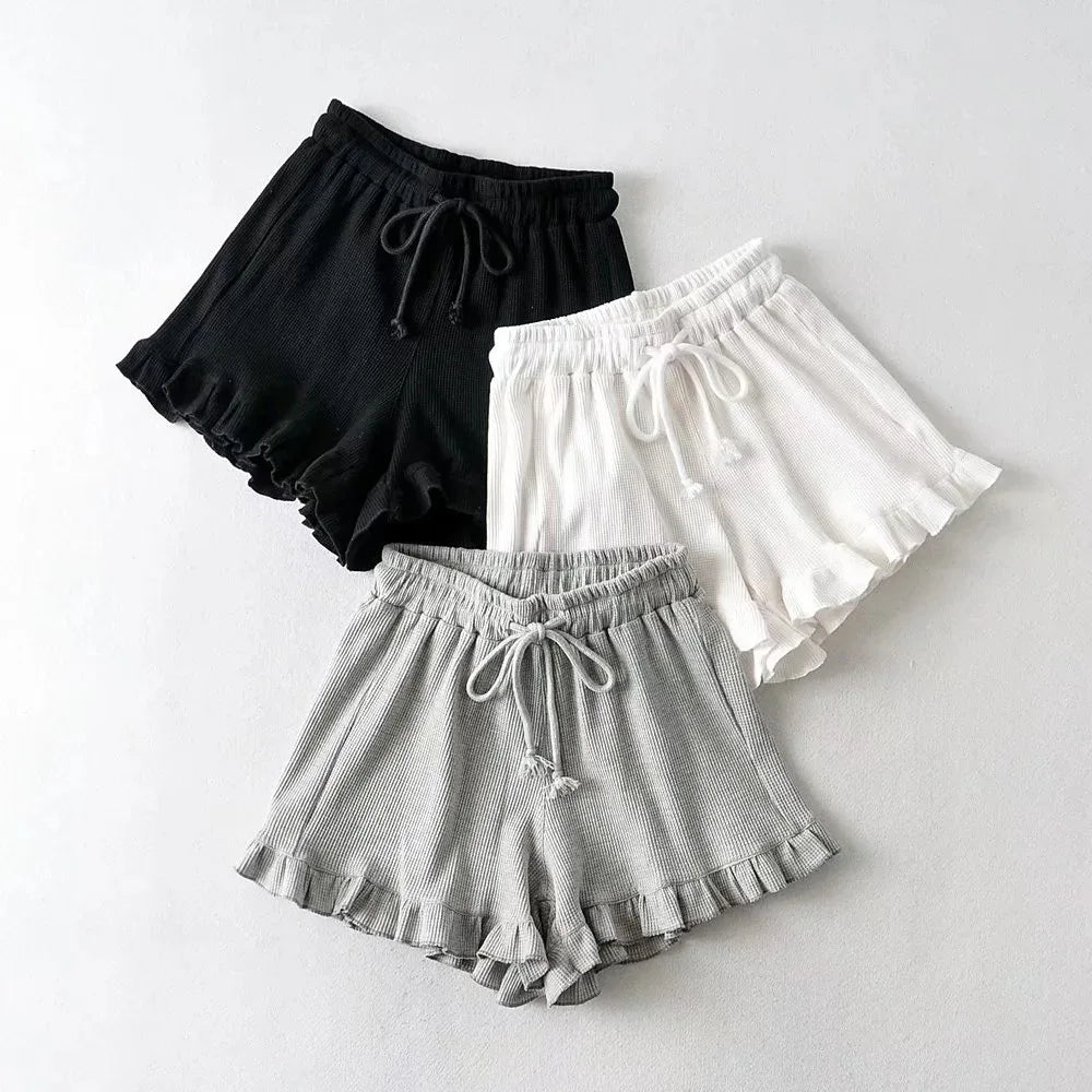 Fashion 2024 Waffle Summer Shorts New Elastic Waist Sports Shorts - Zeprah