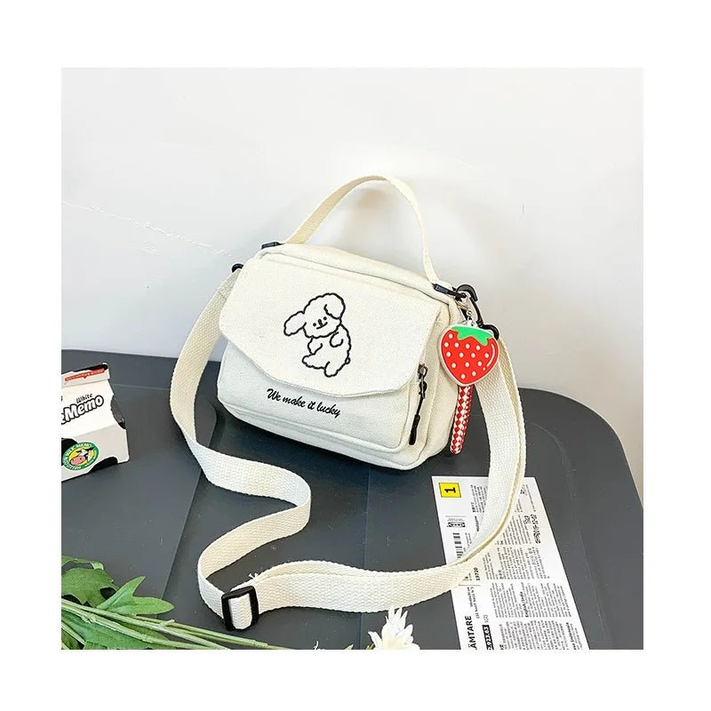Fashion Canvas Small Square Bag Lovely Canvas Pure Color Casual Women Ladies Luxury Shoulder Tote Bag Handbag - Zeprah
