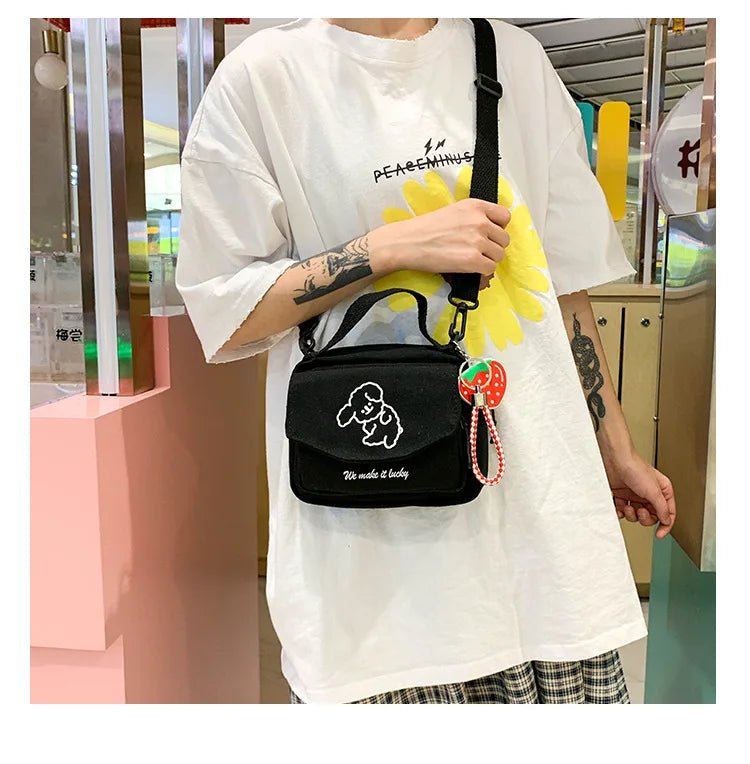 Fashion Canvas Small Square Bag Lovely Canvas Pure Color Casual Women Ladies Luxury Shoulder Tote Bag Handbag - Zeprah