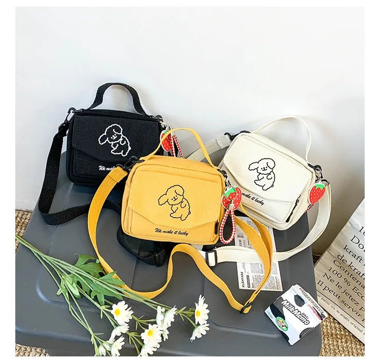 Fashion Canvas Small Square Bag Lovely Canvas Pure Color Casual Women Ladies Luxury Shoulder Tote Bag Handbag - Zeprah