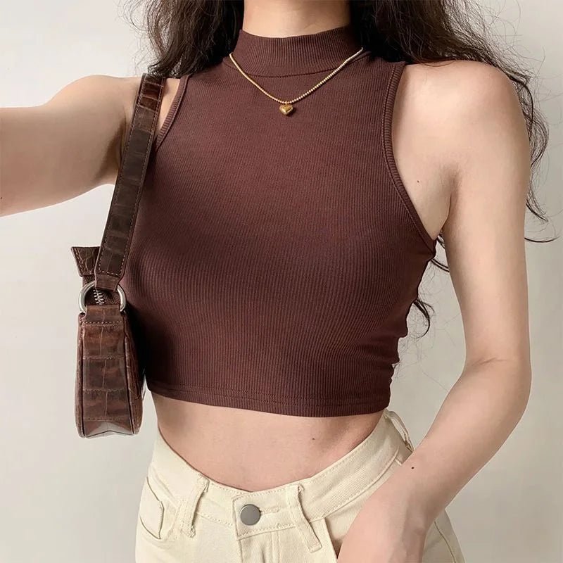 Fashion Casual Sleeveless Women's Round Neck Summer Sports Tank Top Wire - Free Crop Camisoles - Zeprah