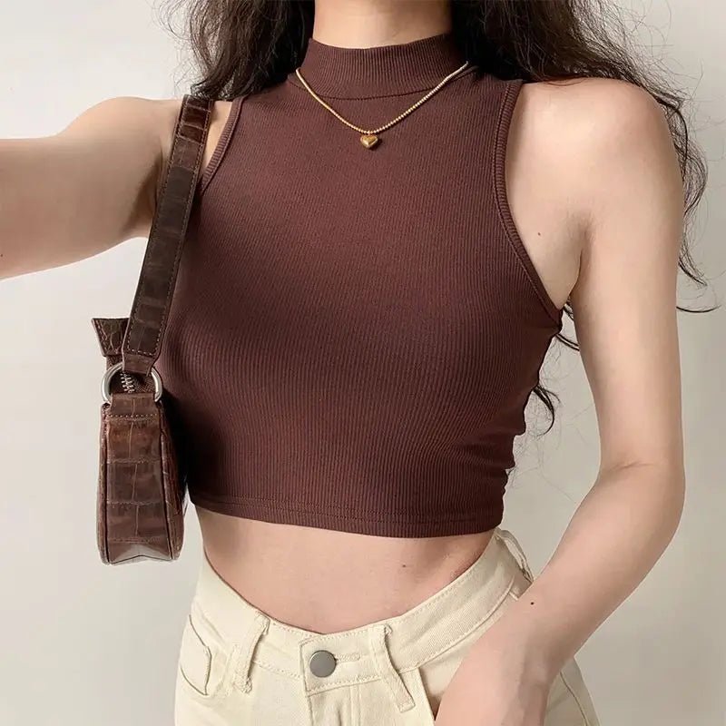 Fashion Casual Sleeveless Women's Round Neck Summer Sports Tank Top Wire - Free Crop Camisoles - Zeprah