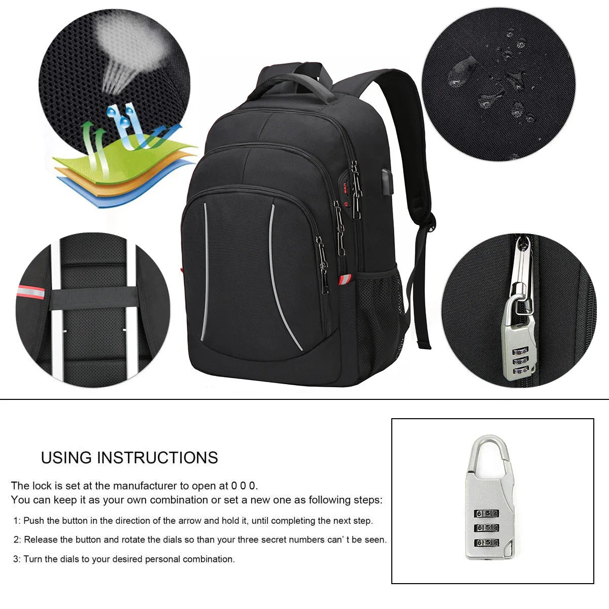 Fashion Polyester Oxford Anti Theft Usb Charging Men Back Pack Backpacks Notebook Bags Business Laptop Backpack - Zeprah