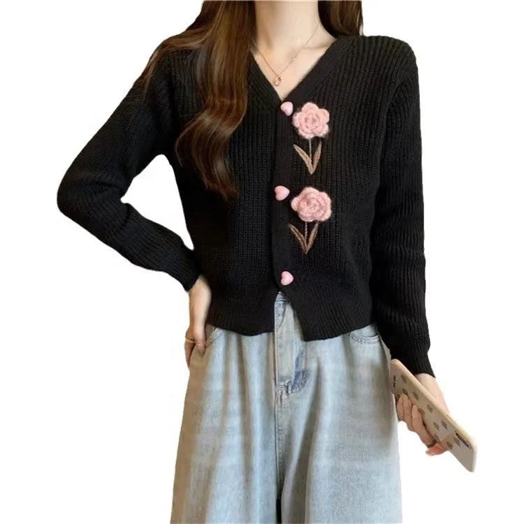 Fashion Slimming Age - reducing V - neck Fashion All - match Autumn and Winter Knitted Cardigan Sweater Coat - Zeprah