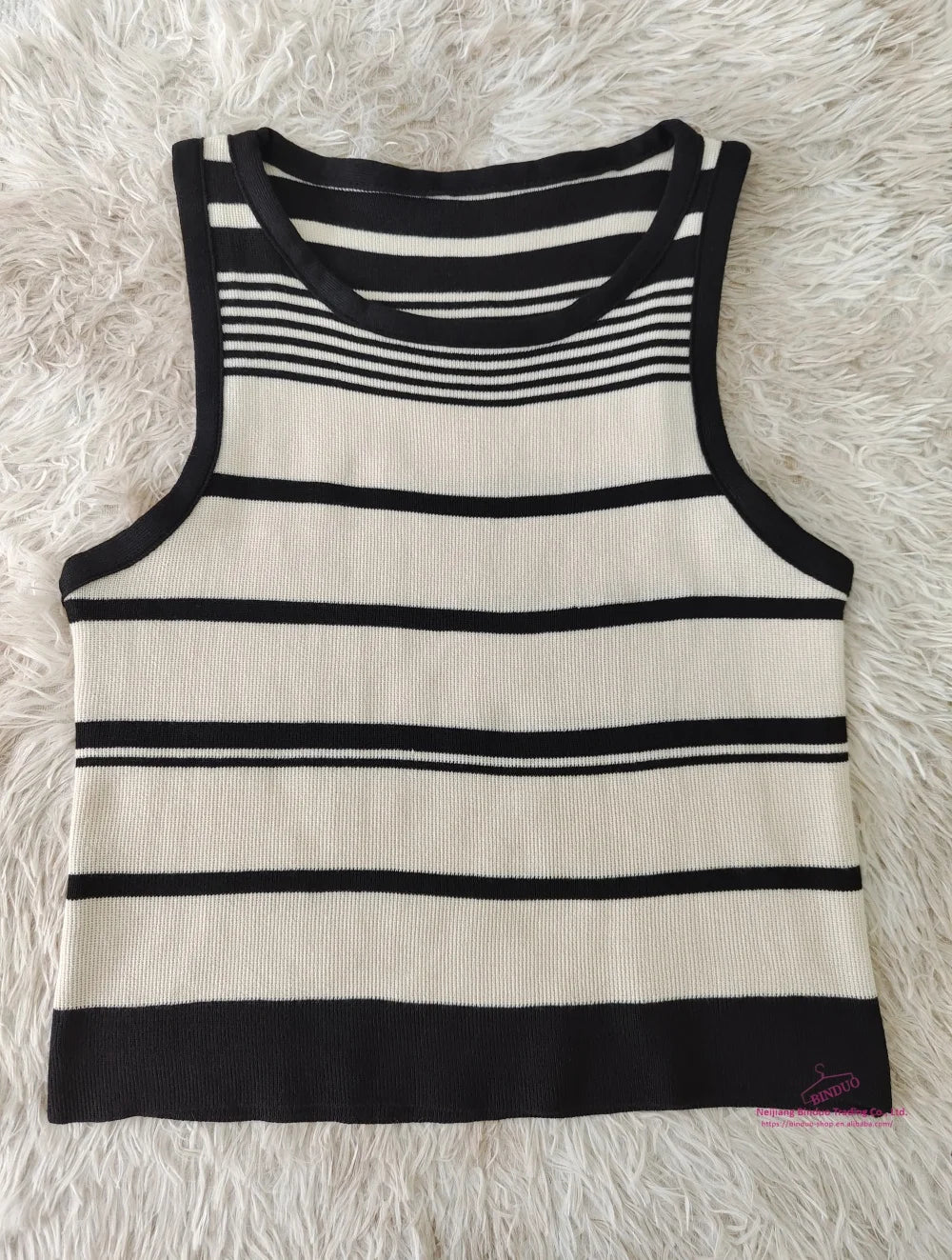 Fashion Stripe Spring Summer Top Camisole Shirt All - Match Upper Garment Waistcoat Soft Short Knitted Unisex Woman Man Vest - Zeprah