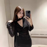 Fashion V - neck Swing Collar Top 2025 Spring and Summer New French Elegant Slim T-shirt Women - Zeprah