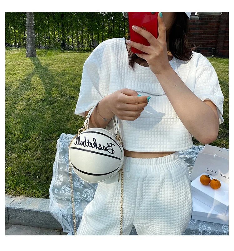 Fashion Women's Mini Tote Handbags Creative Basketball Inspired Shoulder Messenger Bag with Zipper Closure Small Personalities - Zeprah