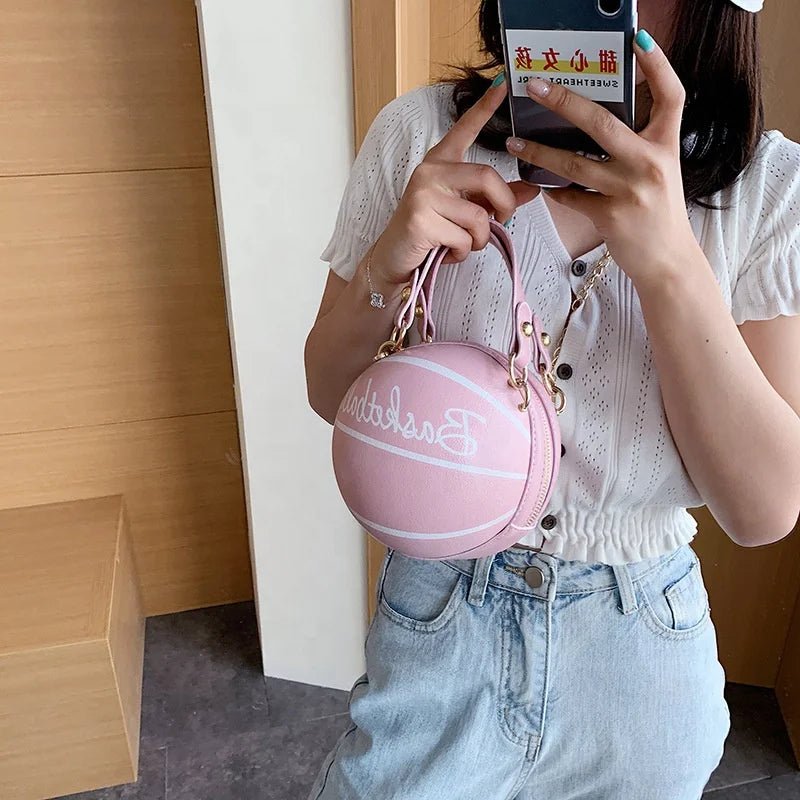Fashion Women's Mini Tote Handbags Creative Basketball Inspired Shoulder Messenger Bag with Zipper Closure Small Personalities - Zeprah