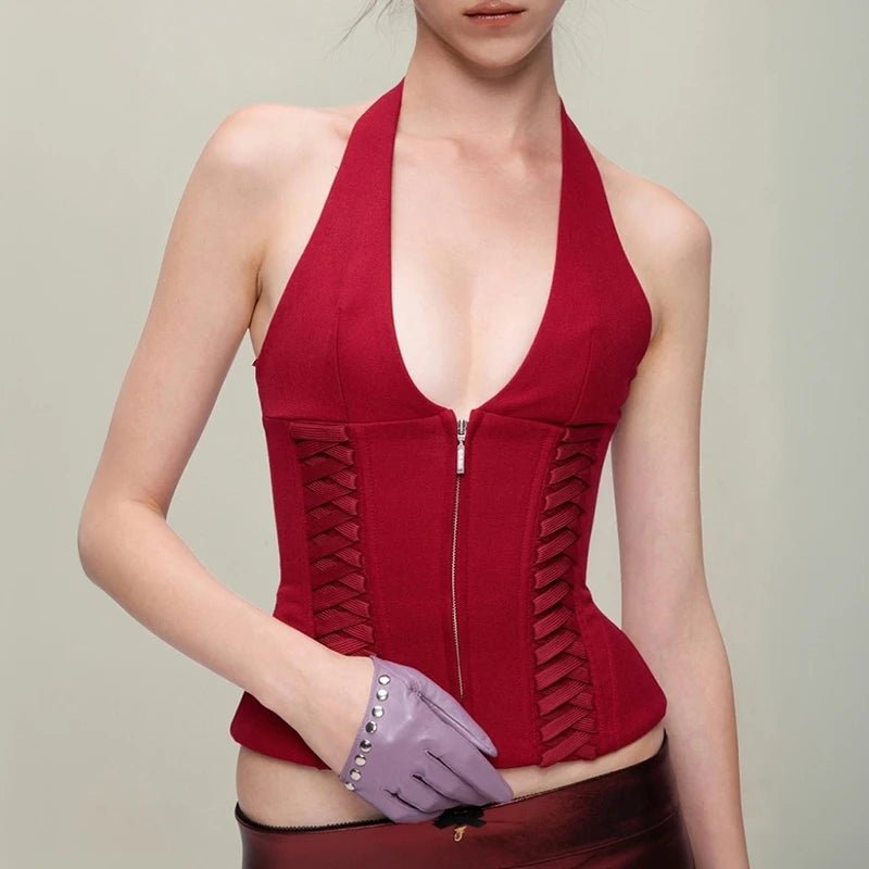 Fashionable and Sexy New Design Unique Knitted Short Sleeveless Tank Tops Hot Selling Women's Solid Color Y2K Style - Zeprah