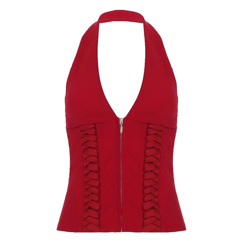 Fashionable and Sexy New Design Unique Knitted Short Sleeveless Tank Tops Hot Selling Women's Solid Color Y2K Style - Zeprah