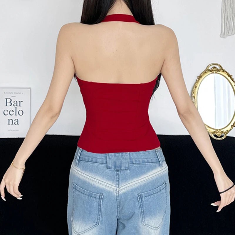 Fashionable and sexy new design unique sleeveless top Hot selling women's solid color top - Zeprah