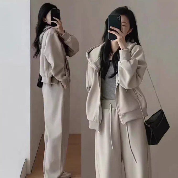 Fashionable Autumn/Winter Hoodie Sportswear Set for Women: Hooded Top & WideLeg Pants Women's Sports Casual Two - Piece Set - Zeprah