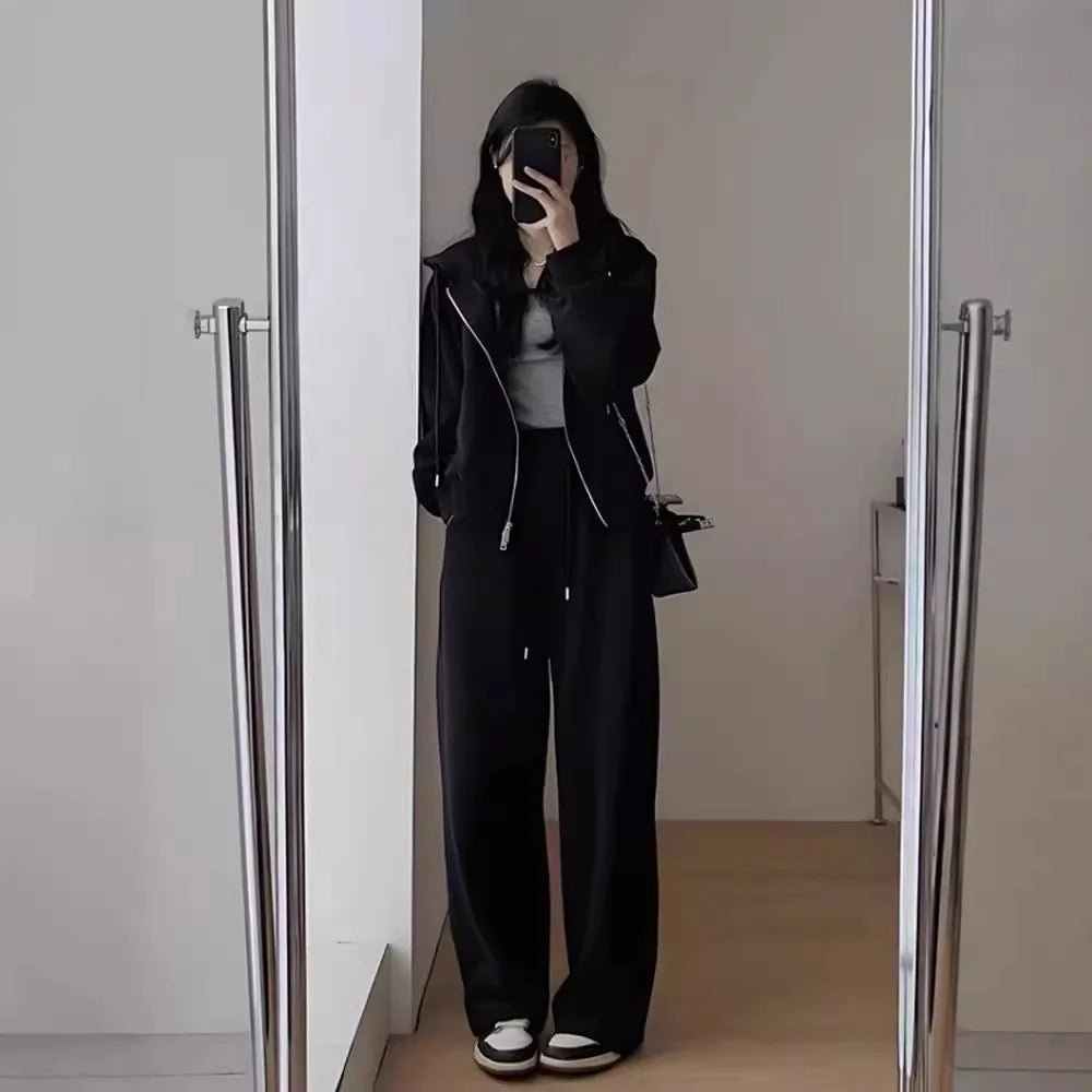 Fashionable Autumn/Winter Hoodie Sportswear Set for Women: Hooded Top & WideLeg Pants Women's Sports Casual Two - Piece Set - Zeprah