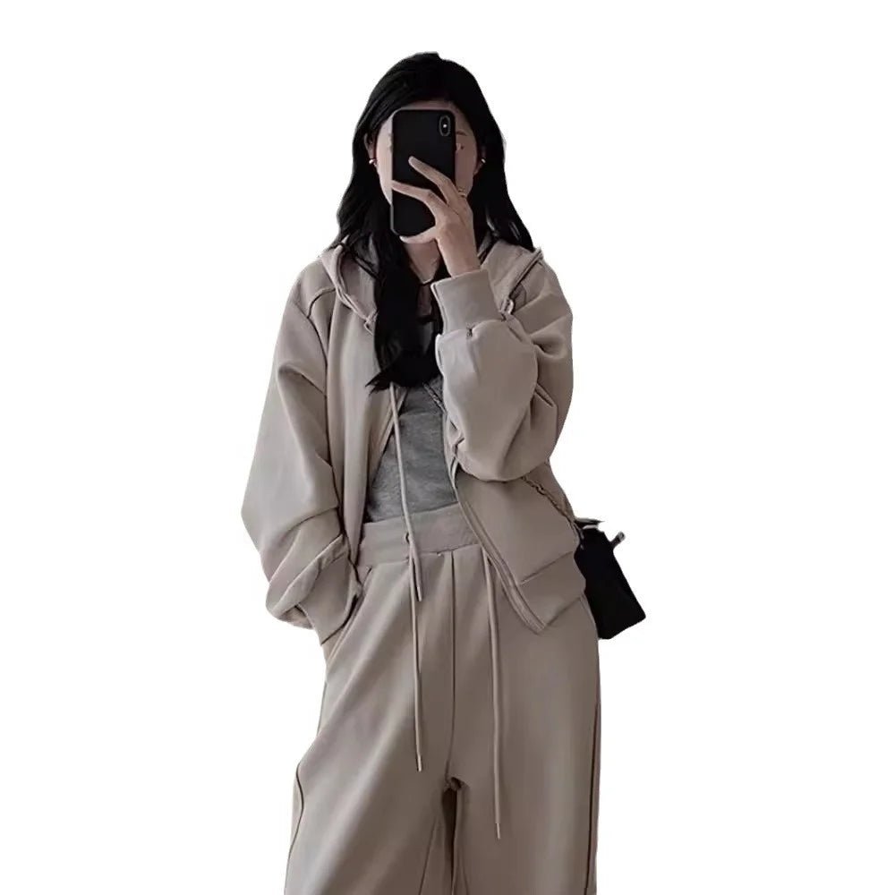 Fashionable Autumn/Winter Hoodie Sportswear Set for Women: Hooded Top & WideLeg Pants Women's Sports Casual Two - Piece Set - Zeprah