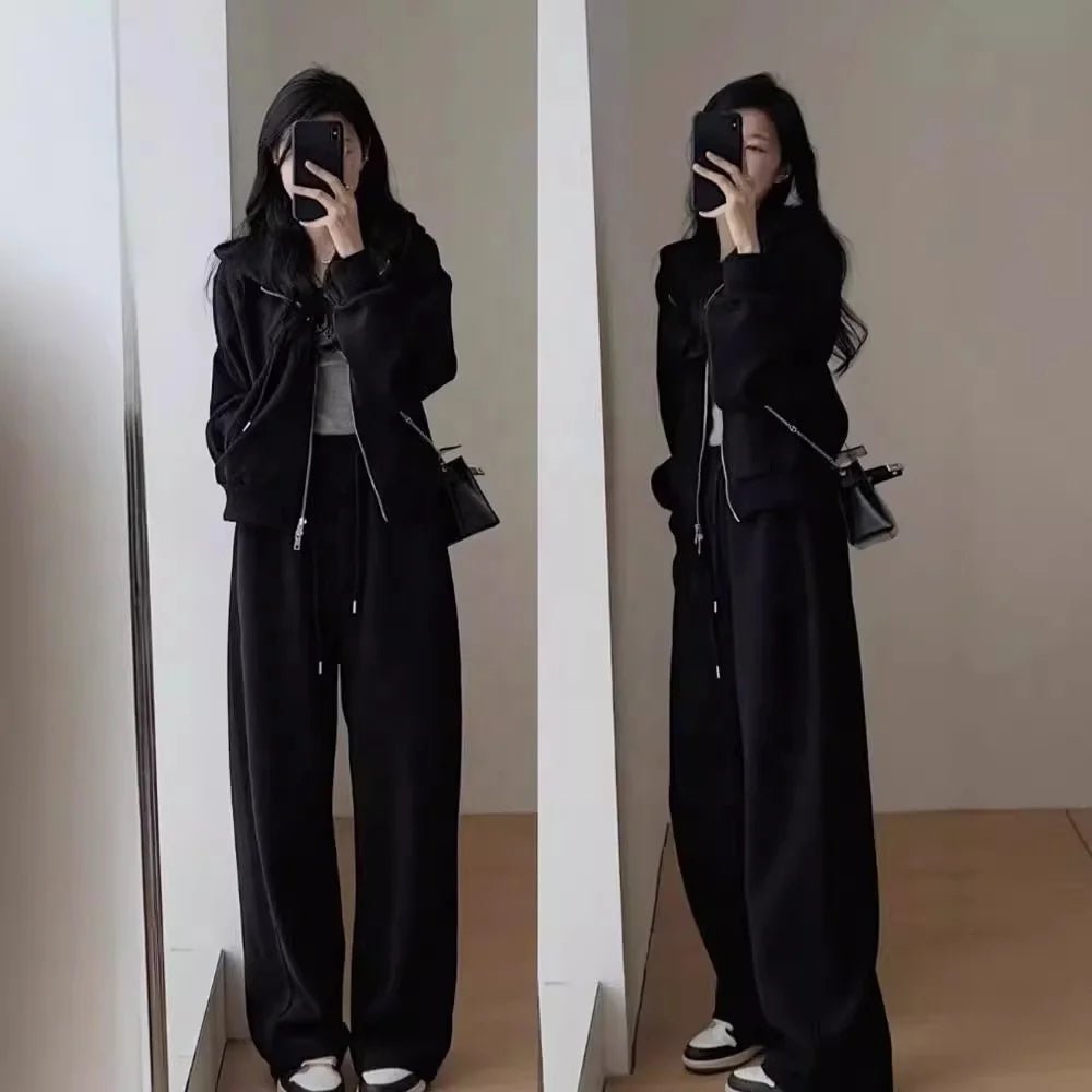 Fashionable Autumn/Winter Hoodie Sportswear Set for Women: Hooded Top & WideLeg Pants Women's Sports Casual Two - Piece Set - Zeprah