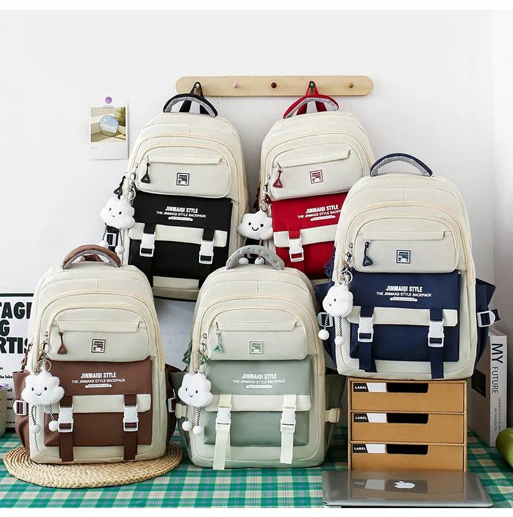 Fashionable Five - Piece Backpack Students Schoolbag Fashionable Waterproof Set School Bags Student Backpack Set - Zeprah