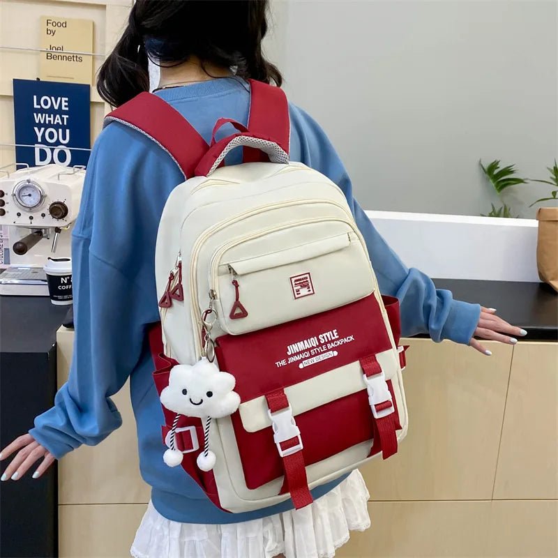 Fashionable Five - Piece Backpack Students Schoolbag Fashionable Waterproof Set School Bags Student Backpack Set - Zeprah