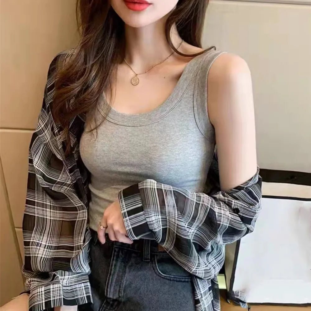 Fashionable tank Top Ribbed Camisole Casual Going Out Tops - Zeprah