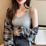Fashionable tank Top Ribbed Camisole Casual Going Out Tops - Zeprah