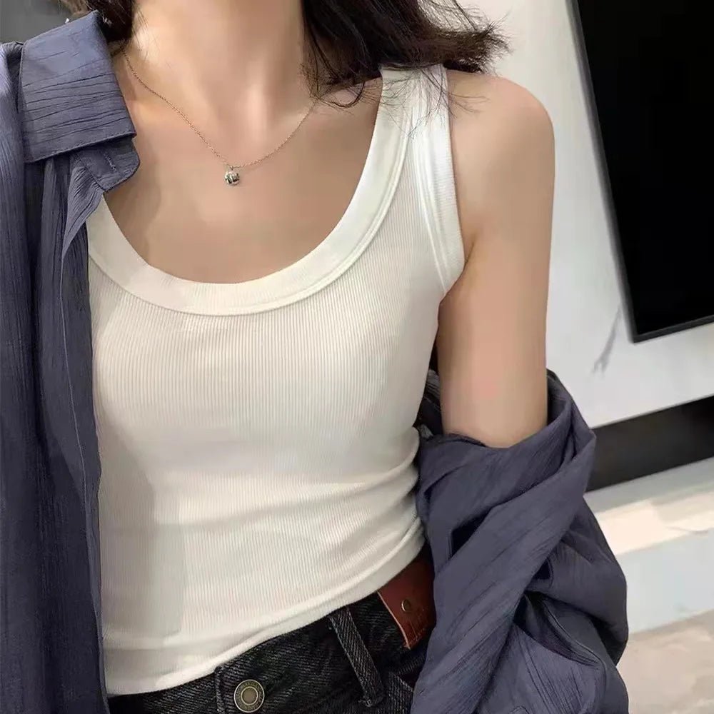 Fashionable tank Top Ribbed Camisole Casual Going Out Tops - Zeprah