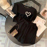 Fashionable Women's T-shirt and Shorts Set Simple Figure - hugging 2 - piece Set Classic Women's Casual Sets - Zeprah