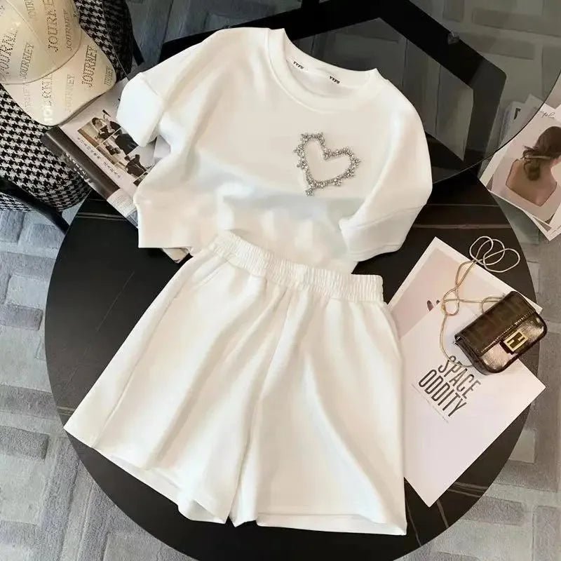Fashionable Women's T-shirt and Shorts Set Simple Figure - hugging 2 - piece Set Classic Women's Casual Sets - Zeprah