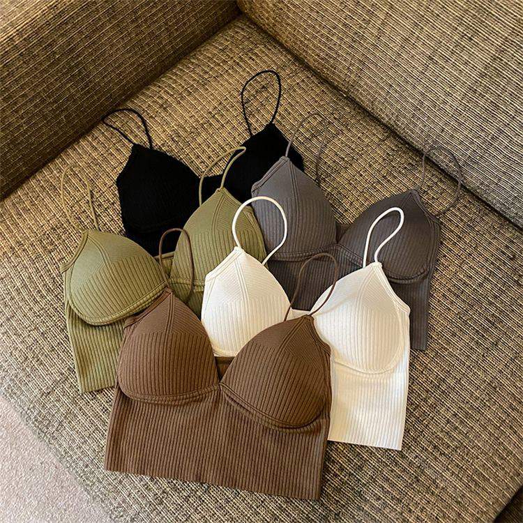 Best Sale Pad Solid Ruched Contrast Camisole Trim Ruched Cami Crop Top
