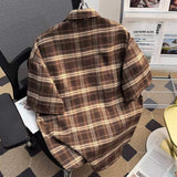 Men's Casual Retro Plaid Short Sleeve T-Shirt with Loose Fit, Breathable Lightweight Top