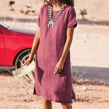 Women Casual Loose Midi Dress Short Sleeve Dress Summer Daily Vacation Shift Dress Multiple Colors Available