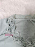 Women's Light Blue Lace Bow Tie Knit T-Shirt Elegant Square Neck Short Sleeve Slim Fit Casual Tops for Summer