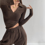 V-neck Long-sleeved Top Classic Long Sleeve Base Shirt Slim-fit Long-sleeved T-shirts
