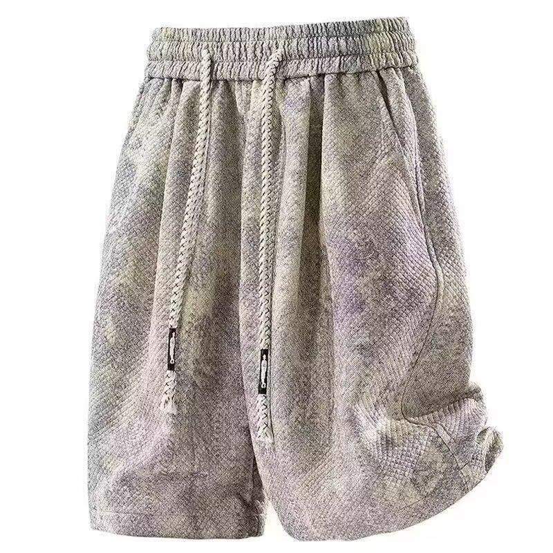 New Arrival Mens Honeycomb Waffle Knit Shorts Thick Braided Draw Cord Elastic Waist Loose Casual Gym Five Inch Shorts