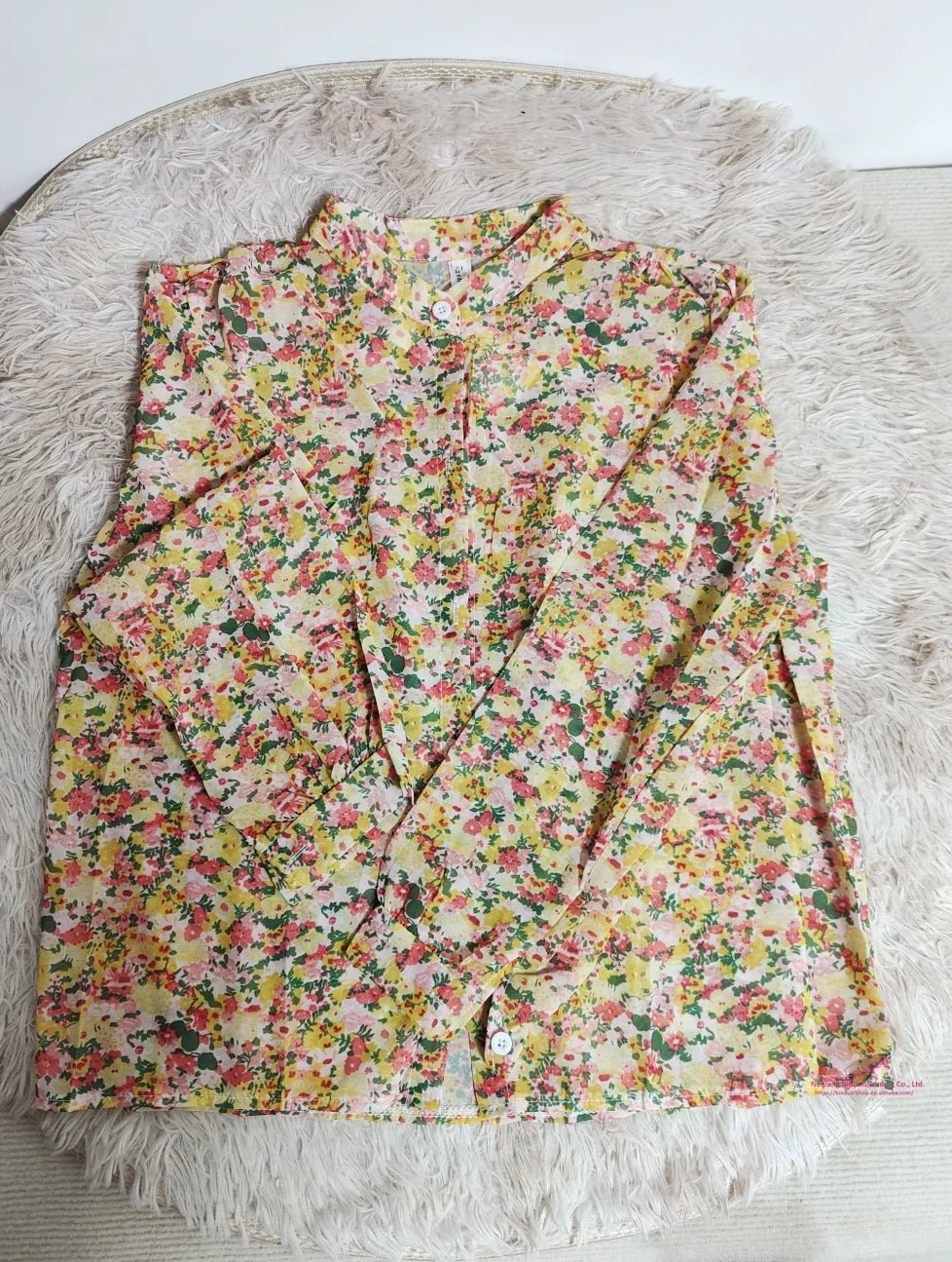 Floral Shirt Plain Hot - selling Blouse V - neck Printed Long - Sleeved Shirt - Zeprah