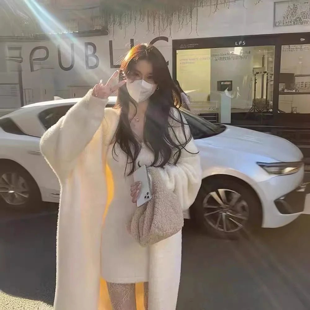 Fluffy Open Front Cardigan Loose coat Outerwear Laid - Back Cardigan Coat - Zeprah