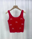 French Summer New Hot Girl Bow Sweet Pure Camisole Vest Slim - fit Base Top for Women - Zeprah