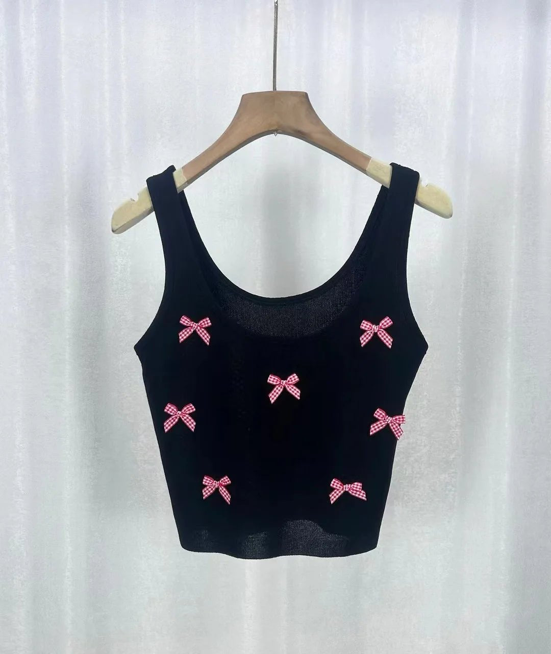 French Summer New Hot Girl Bow Sweet Pure Camisole Vest Slim - fit Base Top for Women - Zeprah