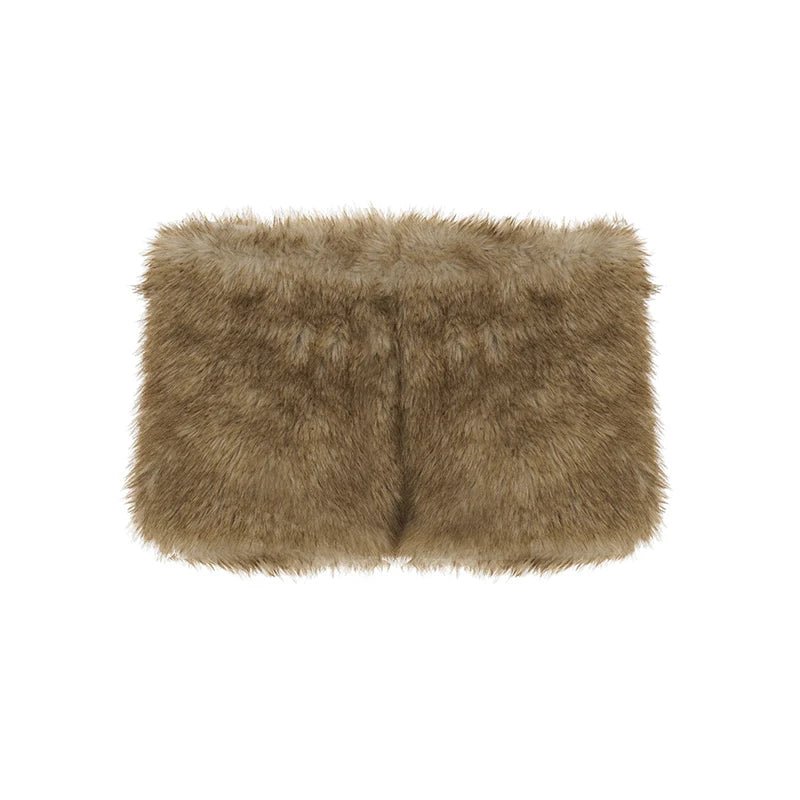 Fuzzy Low Rise Regular Fit Breathable Fur Women's Sexy Plush Mini Shorts Structured Tailored Hot Girl Clubwear - Zeprah