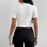 Chic Asymmetrical Draped Short-Sleeve Top