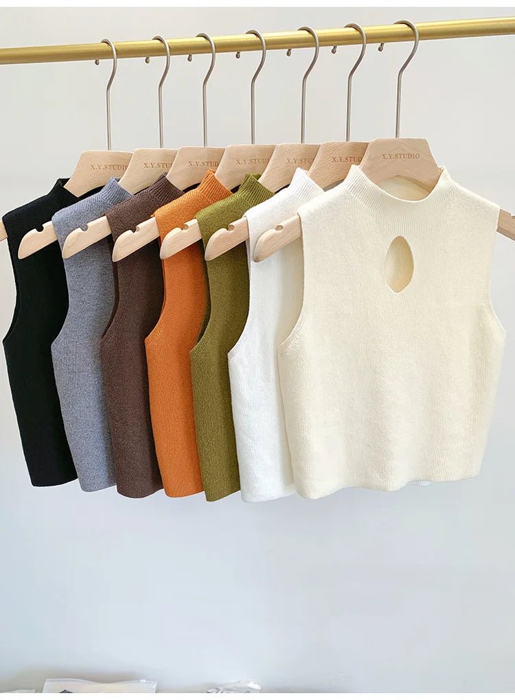 Half - turtleneck Knitted Small Camisole Knitted Tank Top Female Outside Underwear Vest Camisole - Zeprah