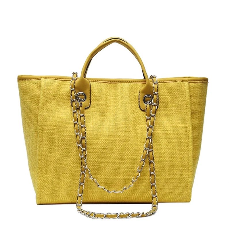 Handbags Shoulder Women Beach Bags Large Capacity Canvas Tote Bag With Chain - Zeprah