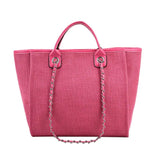 Handbags Shoulder Women Beach Bags Large Capacity Canvas Tote Bag With Chain - Zeprah